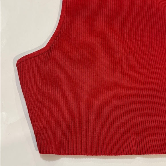 Babaton Sculpt Knit Racer Cropped Tank Ribbed Scarlet Red XL - Picture 8 of 11